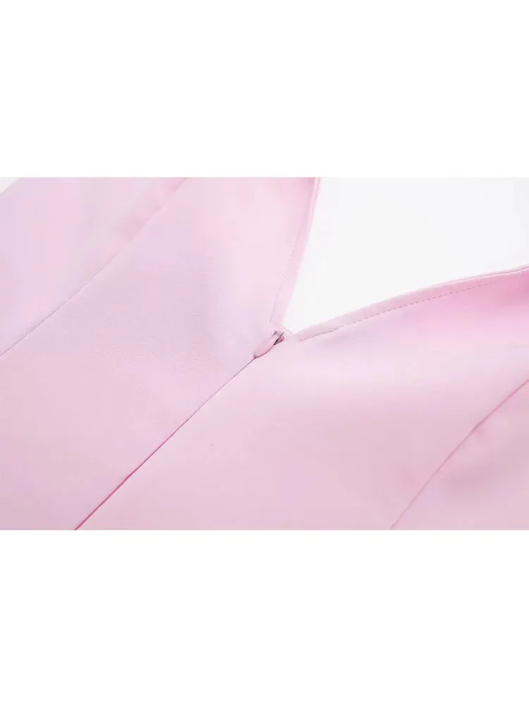 A&A Chic Spring Pink Halter Neck Skort Set