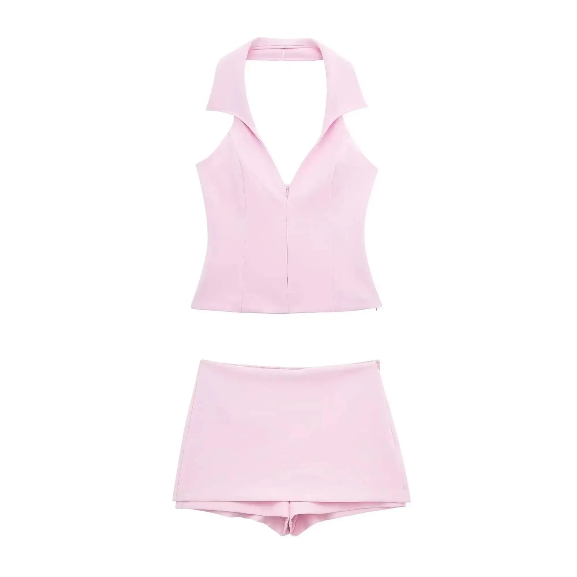 A&A Chic Spring Pink Halter Neck Skort Set
