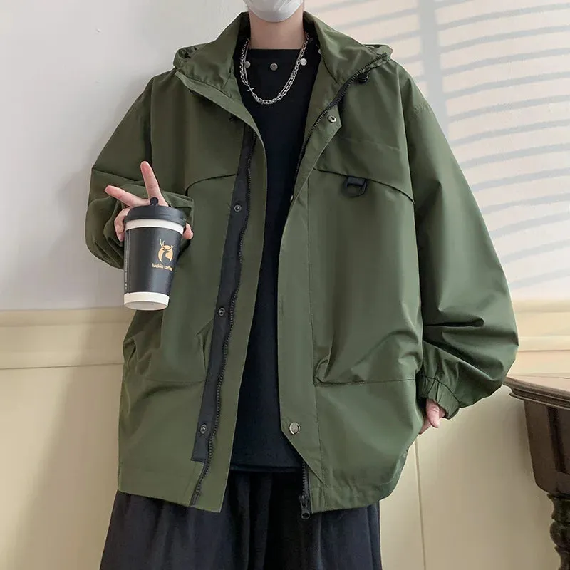 Aidase Hip Hop Mens Windbreaker Jacket Autumn Mens Korean Fashions Bomber Jackets Ribbons Harajuku Oversize Jackets Man Outwear