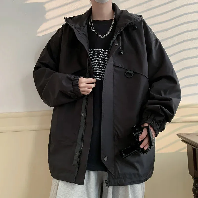 Aidase Hip Hop Mens Windbreaker Jacket Autumn Mens Korean Fashions Bomber Jackets Ribbons Harajuku Oversize Jackets Man Outwear