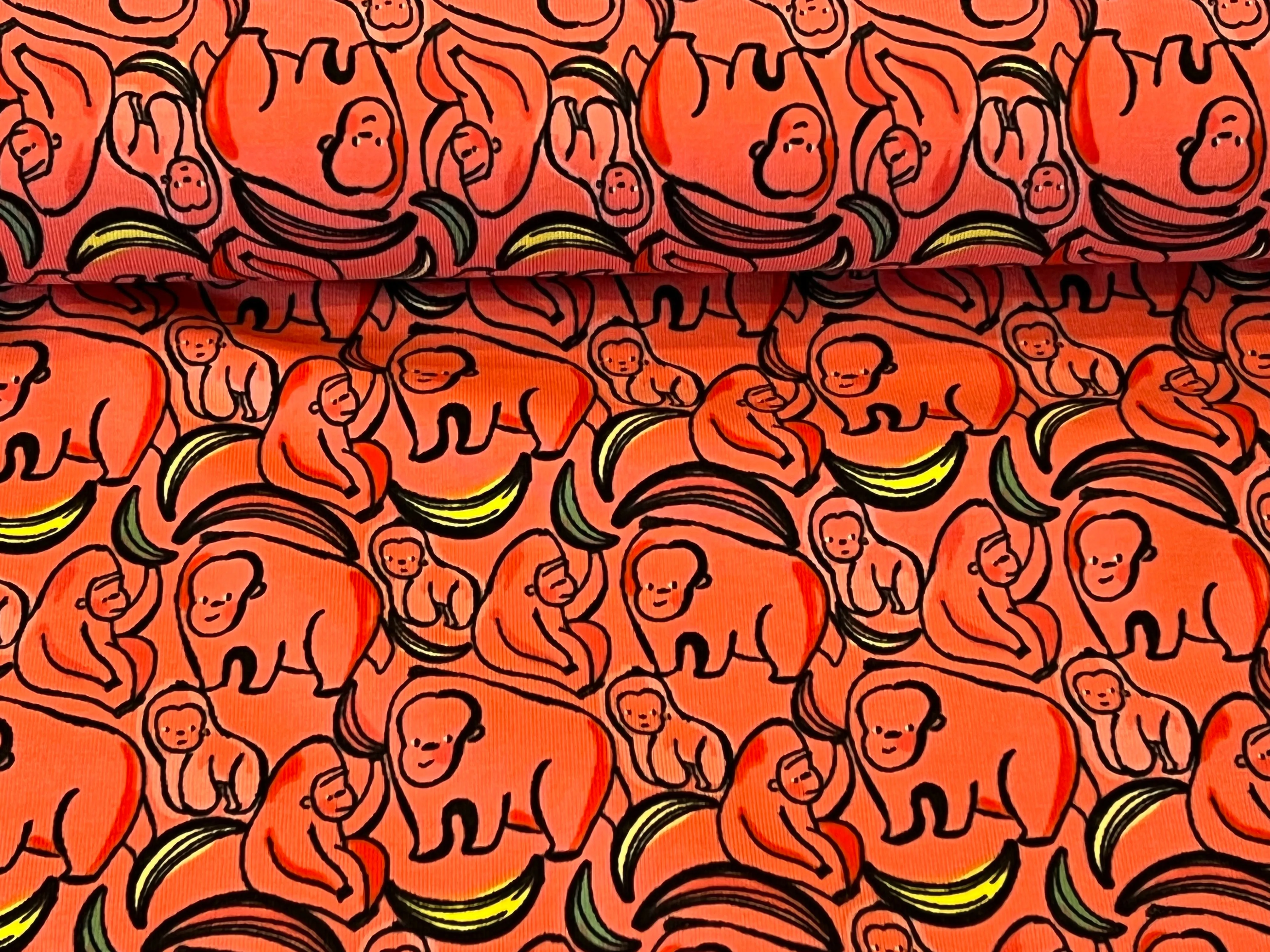 Apes & Bananas 95% Cotton 5% Elastane Knit.   1/4 Metre Price