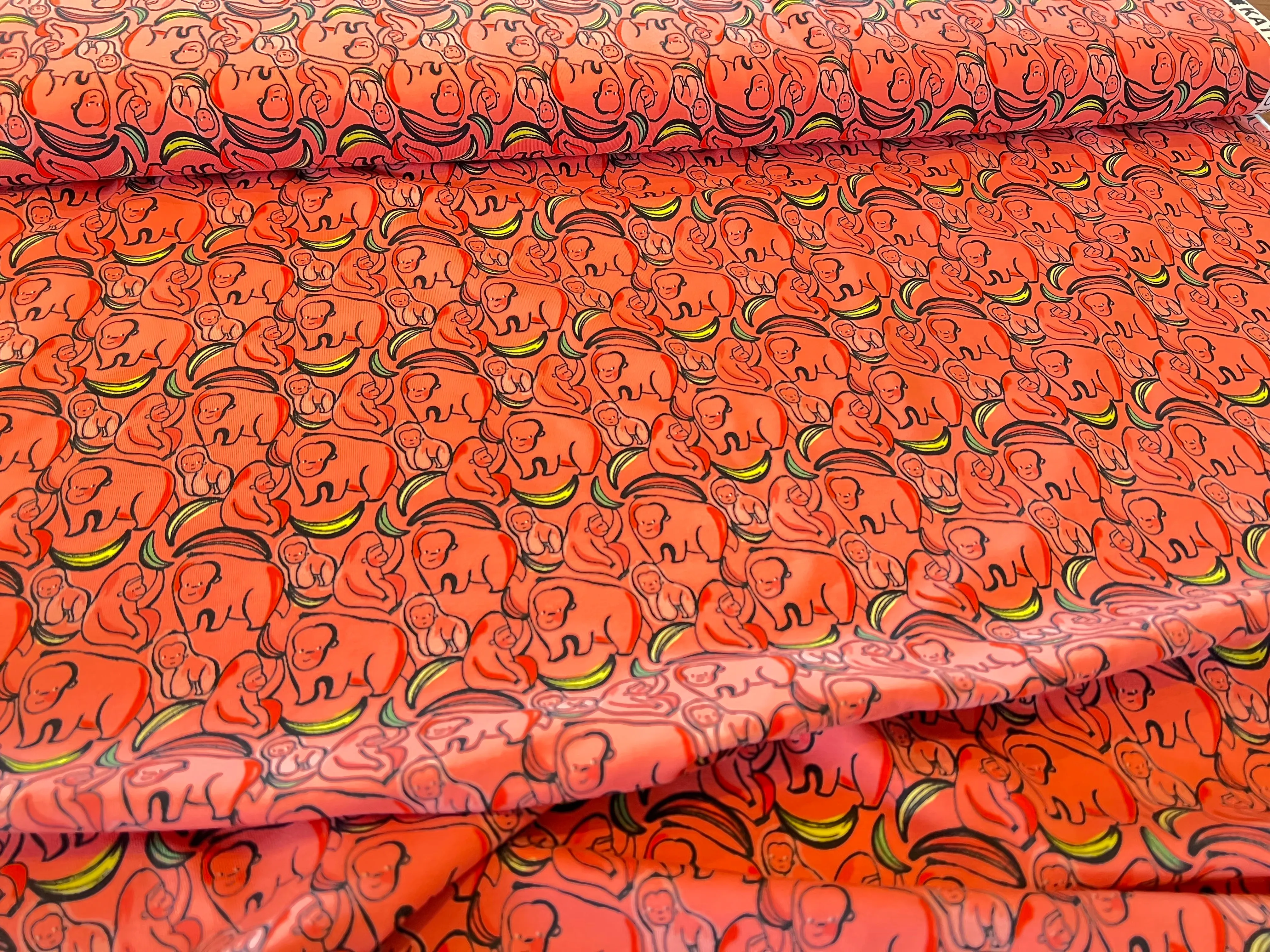 Apes & Bananas 95% Cotton 5% Elastane Knit.   1/4 Metre Price