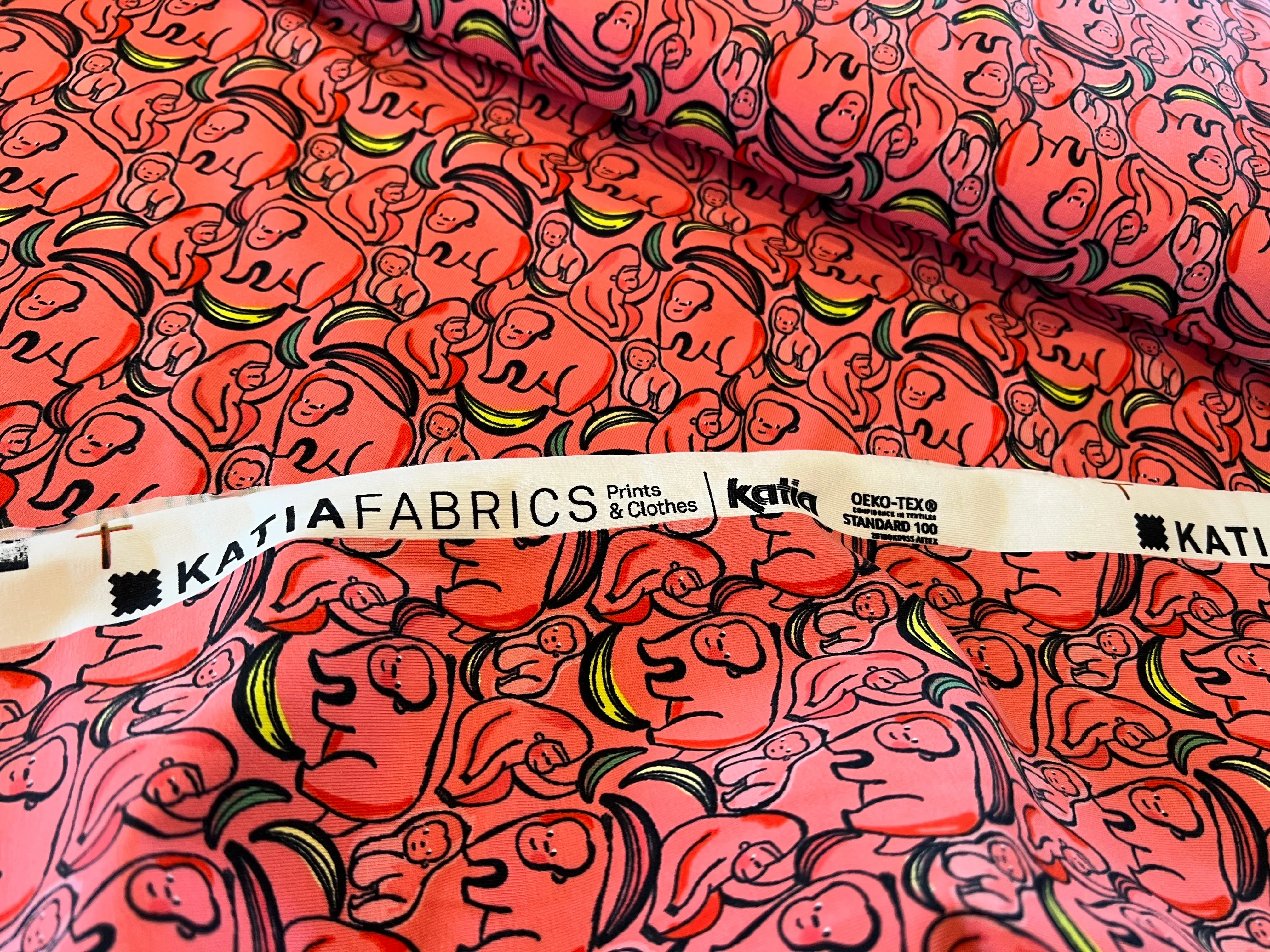 Apes & Bananas 95% Cotton 5% Elastane Knit.   1/4 Metre Price