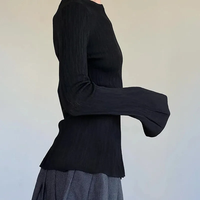 Black Flare Sleeve Knit Top