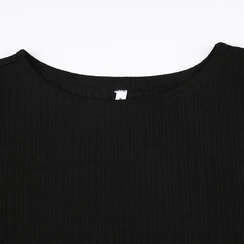 Black Flare Sleeve Knit Top