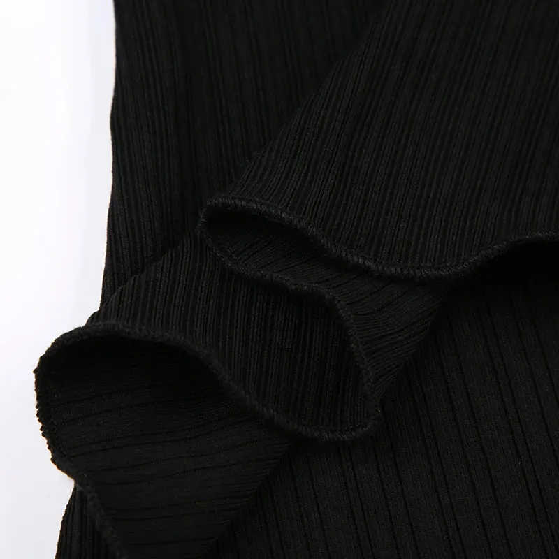 Black Flare Sleeve Knit Top