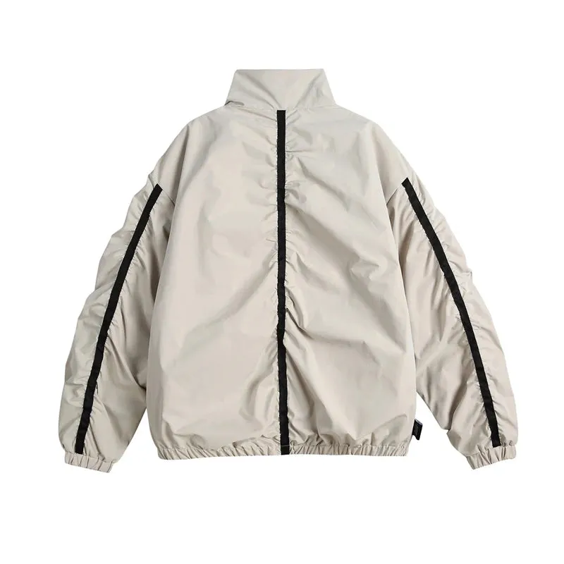 Boxy fit windbreaker with oversized zippers