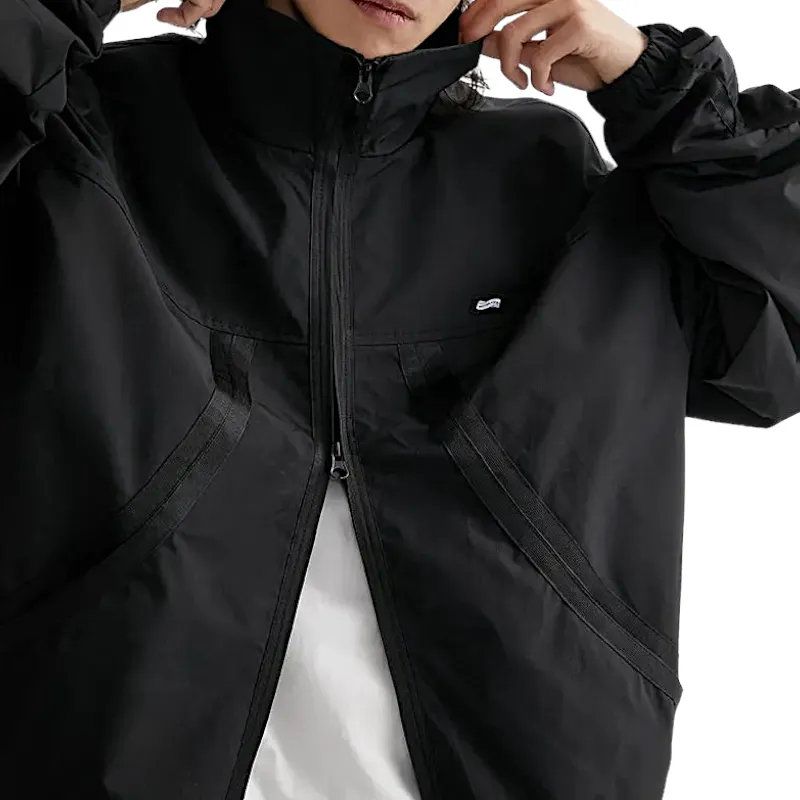 Boxy fit windbreaker with oversized zippers