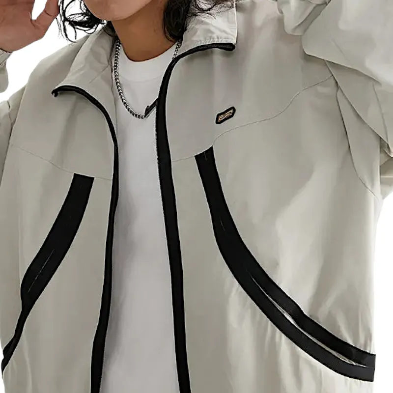 Boxy fit windbreaker with oversized zippers