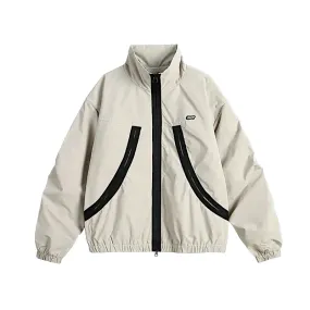 Boxy fit windbreaker with oversized zippers