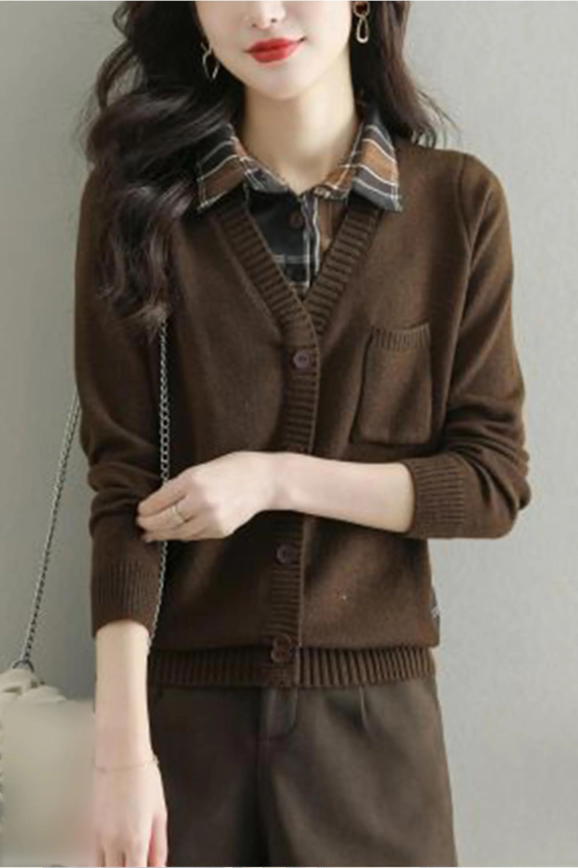 Casual Collared Knit 2 in 1 Pullover Tops