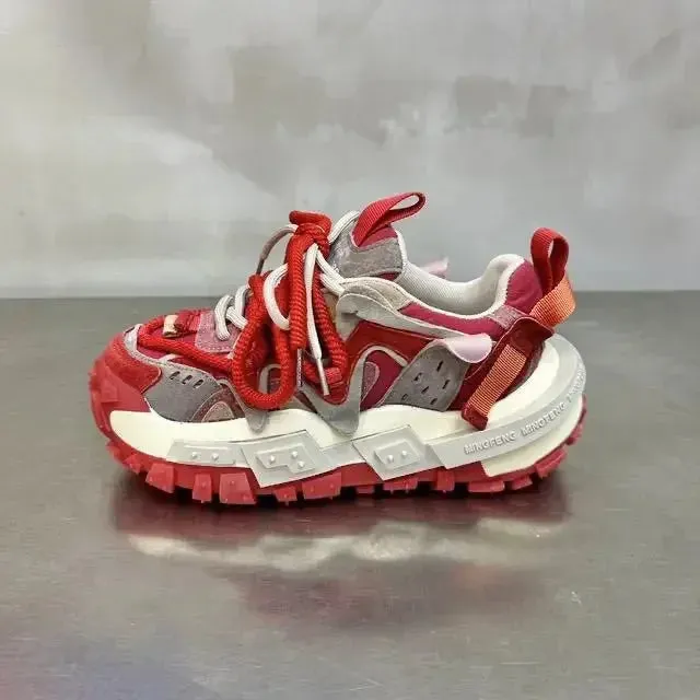 Casual Mixed Colors Microfiber Chunky Sneaker