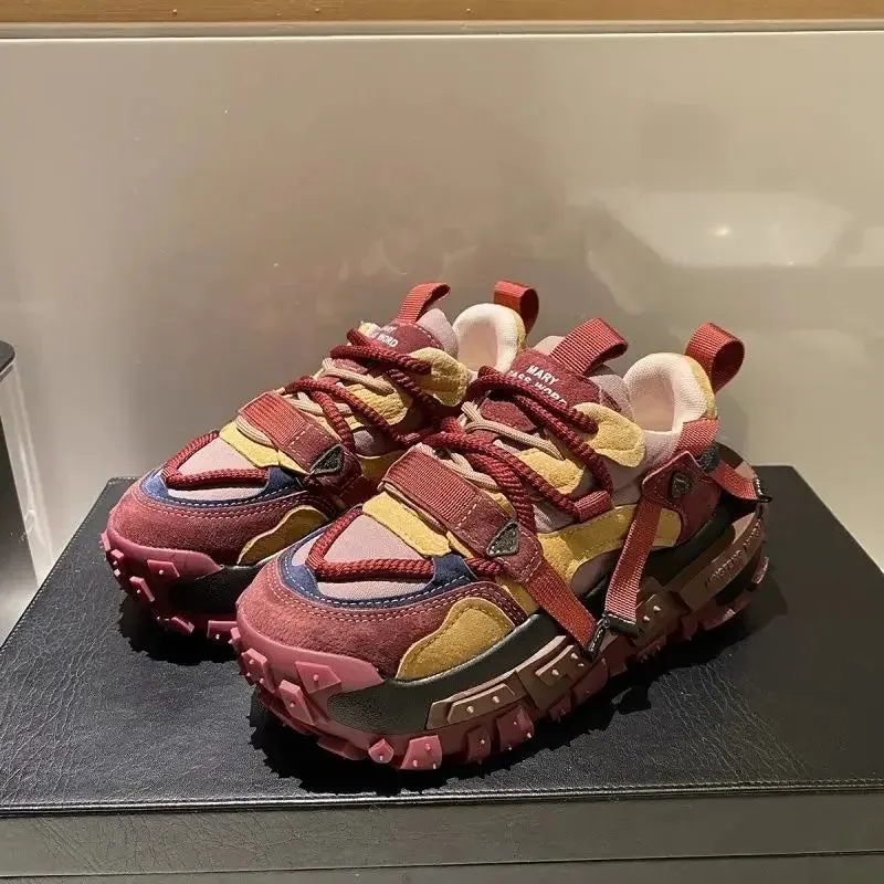 Casual Mixed Colors Microfiber Chunky Sneaker