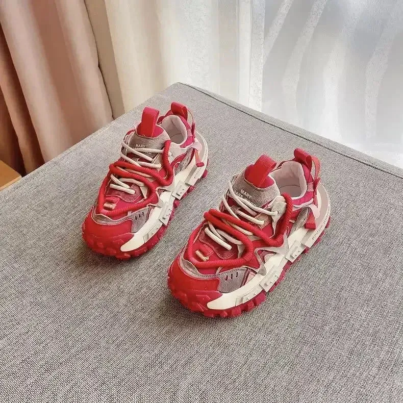 Casual Mixed Colors Microfiber Chunky Sneaker