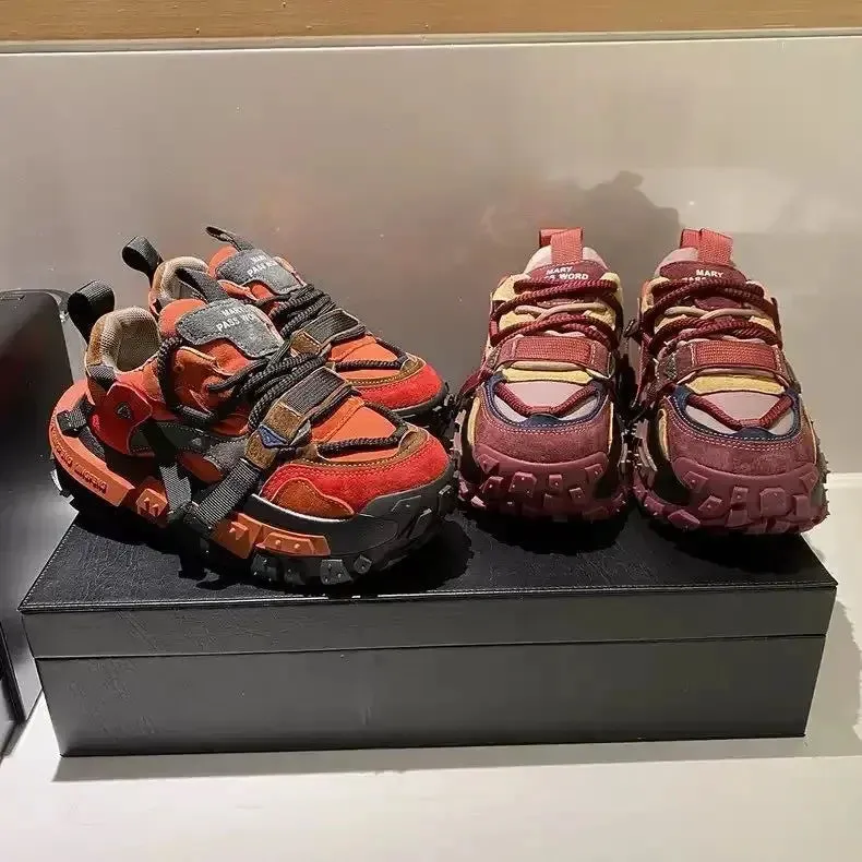 Casual Mixed Colors Microfiber Chunky Sneaker
