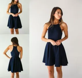 Cheap Comfortable Simple Short Kelly Homecoming Dresses Navy Blue CD223