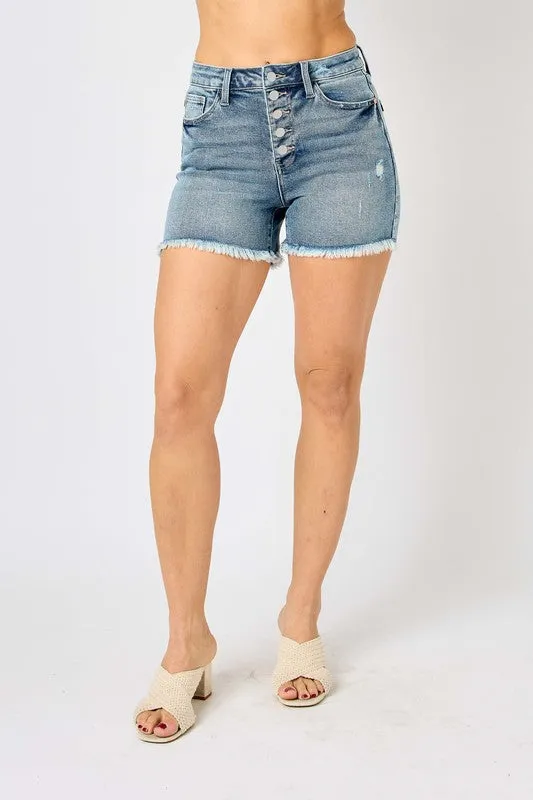Curvy Girl Judy Blue Button Fly Shorts