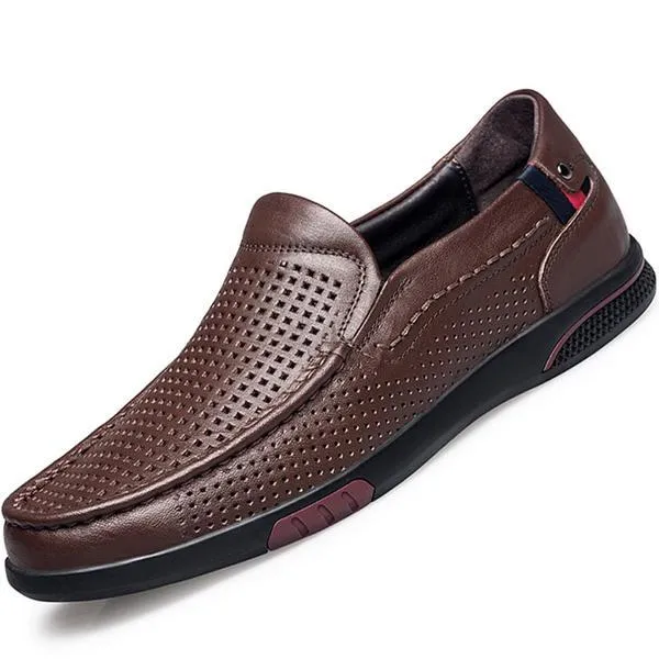 Fashion Genuine Leather Breathable Slip-on Men's Casual Shoes