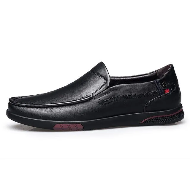 Fashion Genuine Leather Breathable Slip-on Men's Casual Shoes