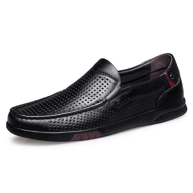 Fashion Genuine Leather Breathable Slip-on Men's Casual Shoes