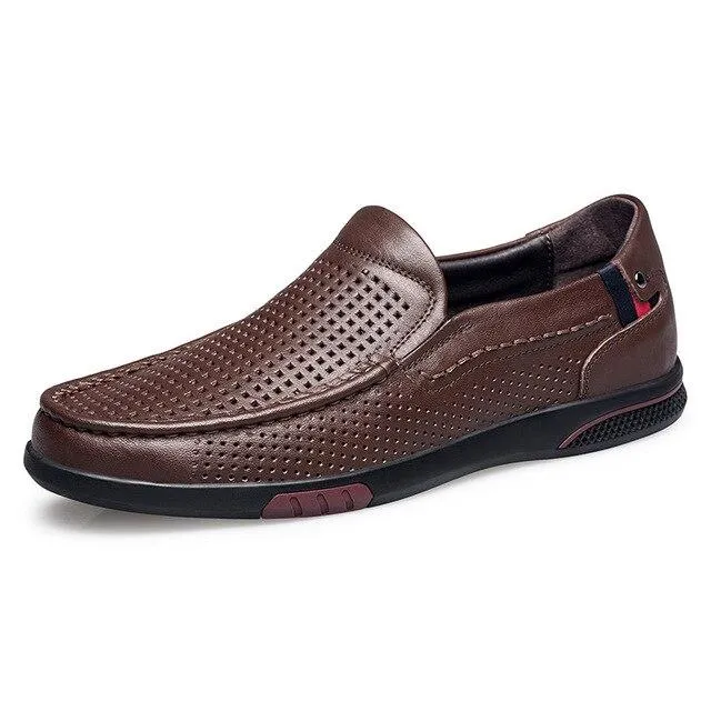 Fashion Genuine Leather Breathable Slip-on Men's Casual Shoes