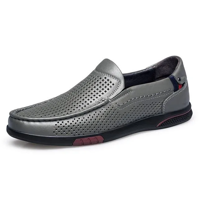 Fashion Genuine Leather Breathable Slip-on Men's Casual Shoes
