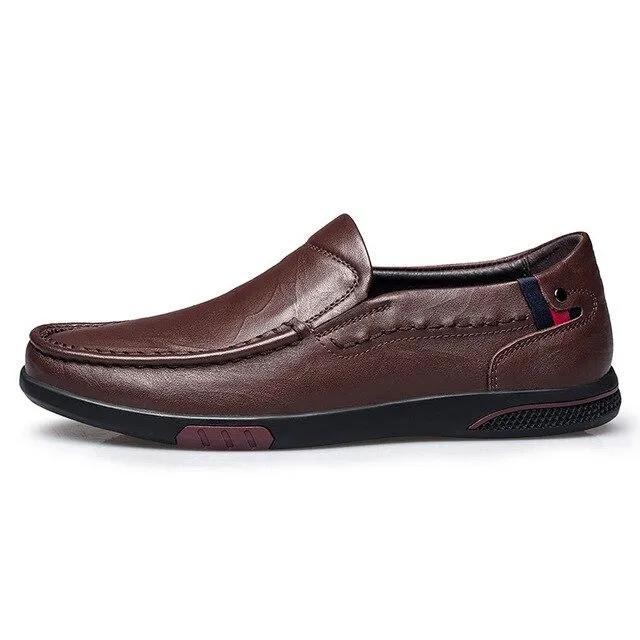 Fashion Genuine Leather Breathable Slip-on Men's Casual Shoes
