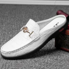 Fashion Hollow Out Genuine Leather Breathable Men's Slipper