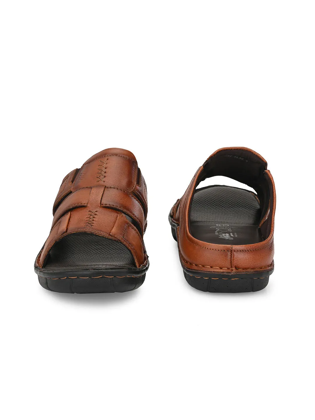 HITZ9620 Men's Tan Leather Casual Open Slipper