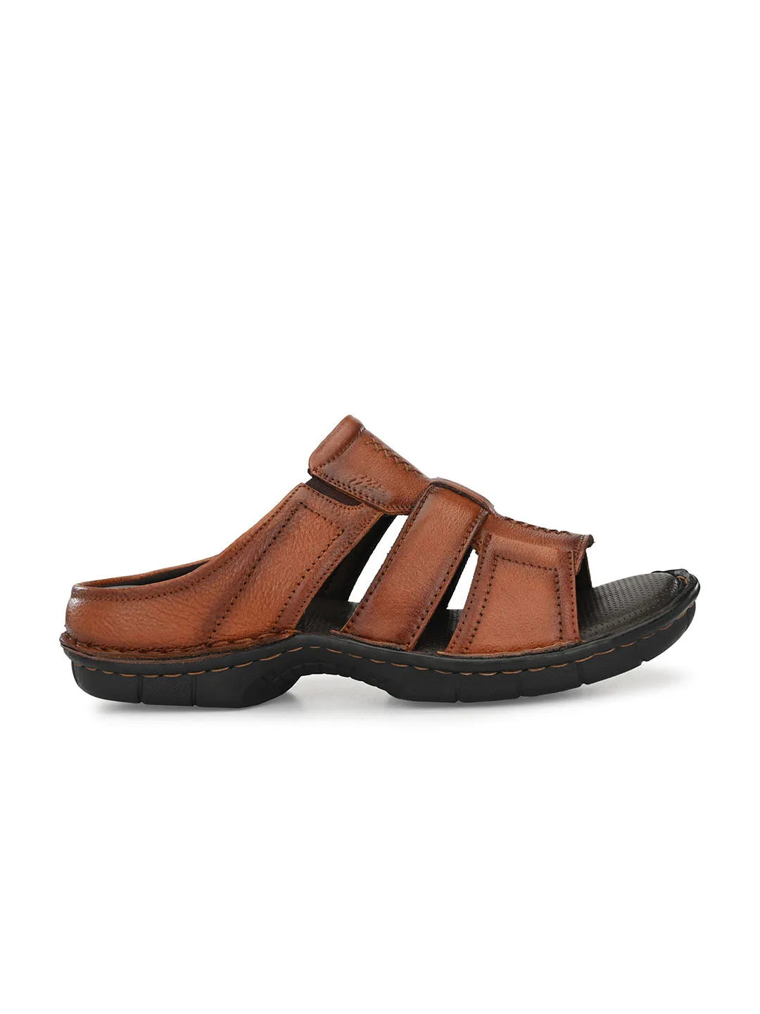 HITZ9620 Men's Tan Leather Casual Open Slipper