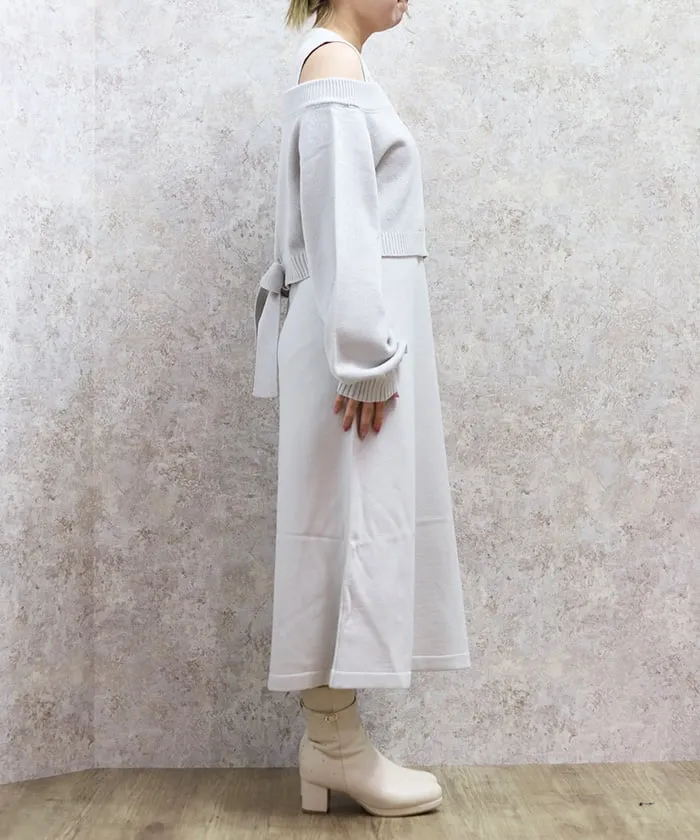 Lamé Cardigan & Knit Dress Set