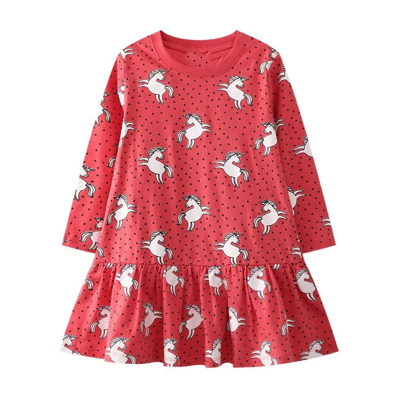 Long Sleeve Unicorn Girl Dresses