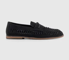 Mens Office Crown Woven Loafers Black