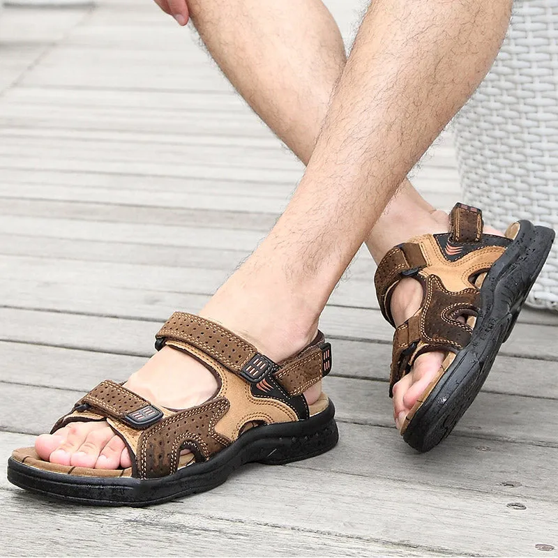 Men's Summer Casual Genuine Leather Sandals | Plus Size