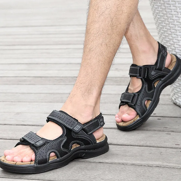 Men's Summer Casual Genuine Leather Sandals | Plus Size