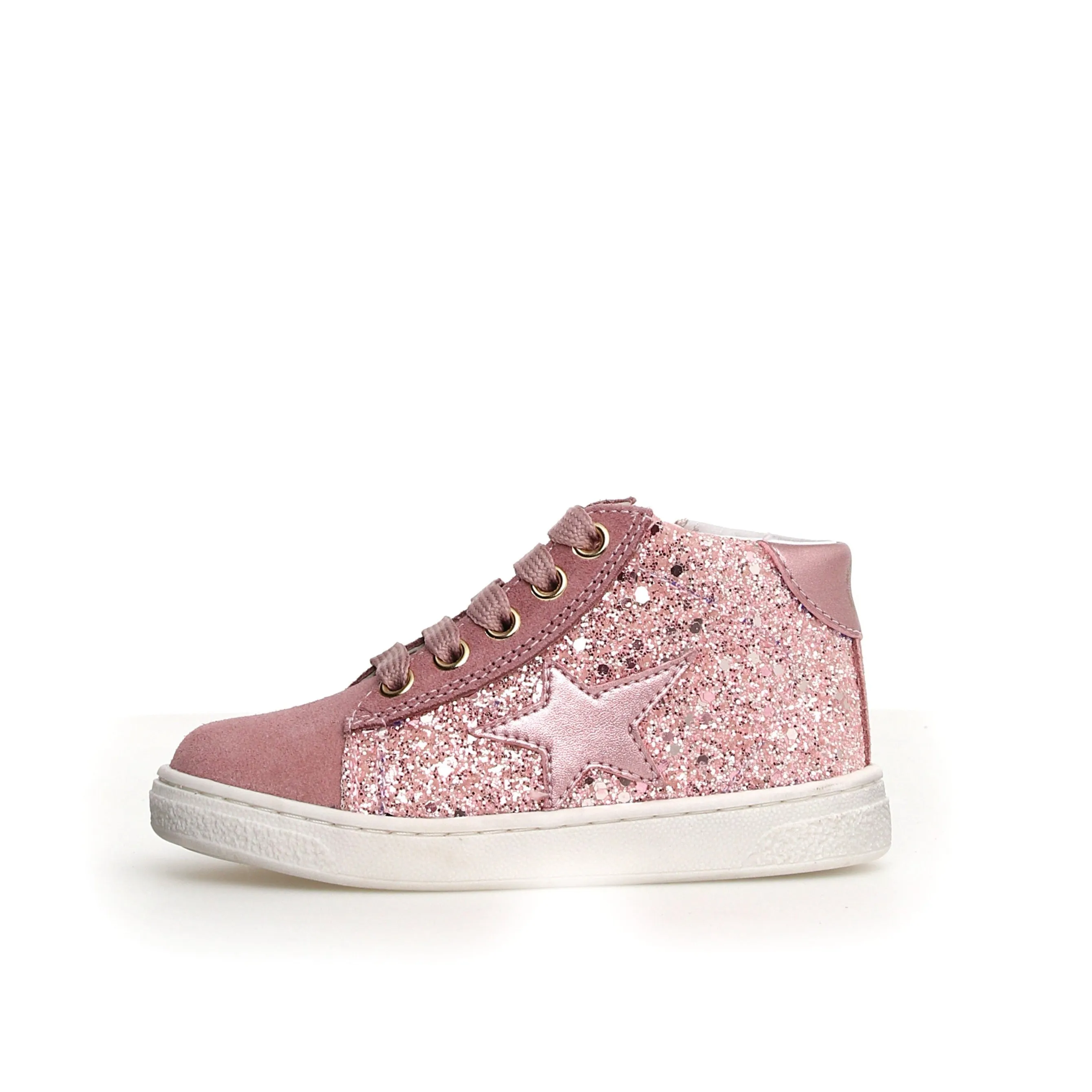 Naturino Pinn | High Zip Glitter/Suede Pink Sneakers