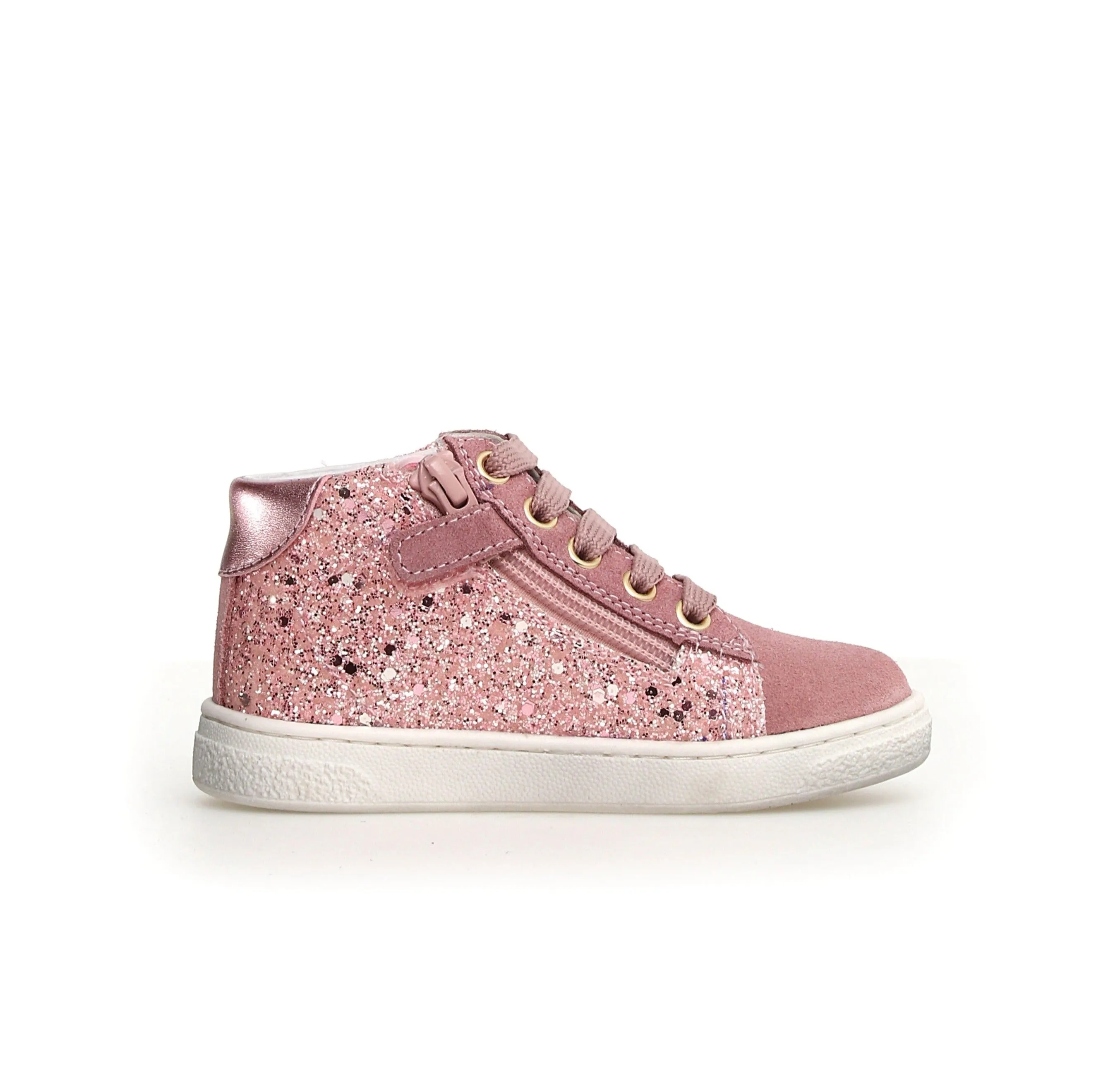 Naturino Pinn | High Zip Glitter/Suede Pink Sneakers