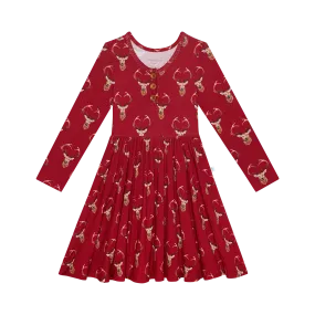 Posh Peanut Dash L/S Henley Twirl Dress