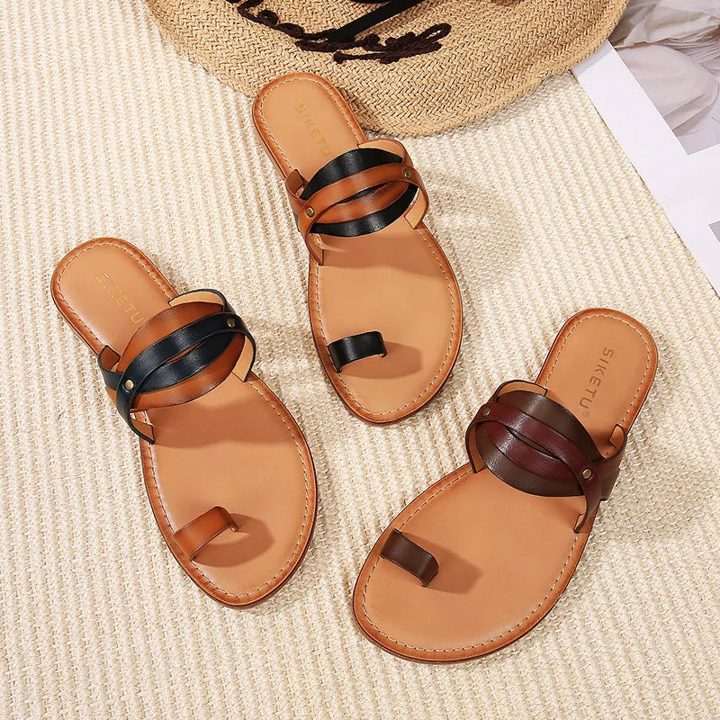 SIKETU | Strappy Flat Slide Flip Flops