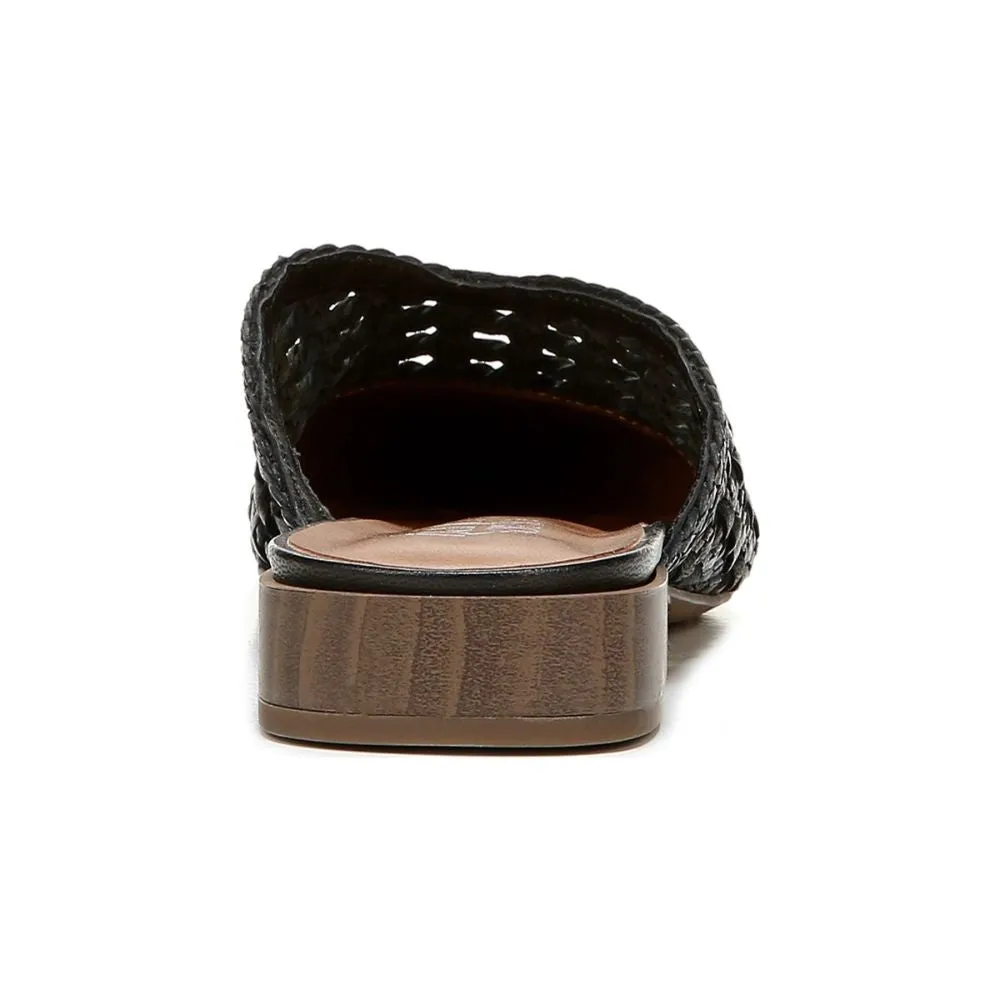 Van 3 Black Woven Leather Franco Sarto Mule