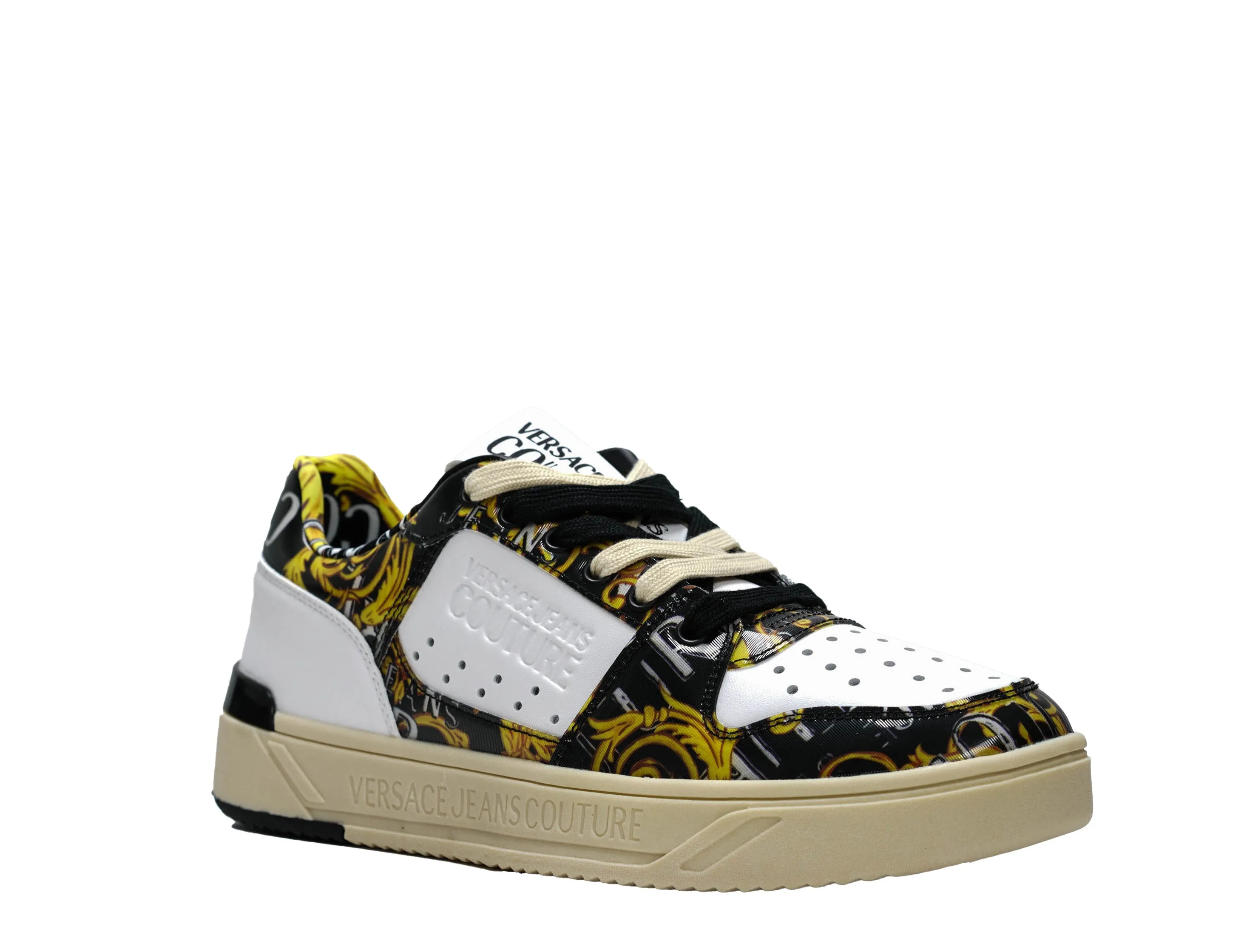 Versace Jeans Men's Gold Printed Sneaker 74YA3SJ4 30% OFF