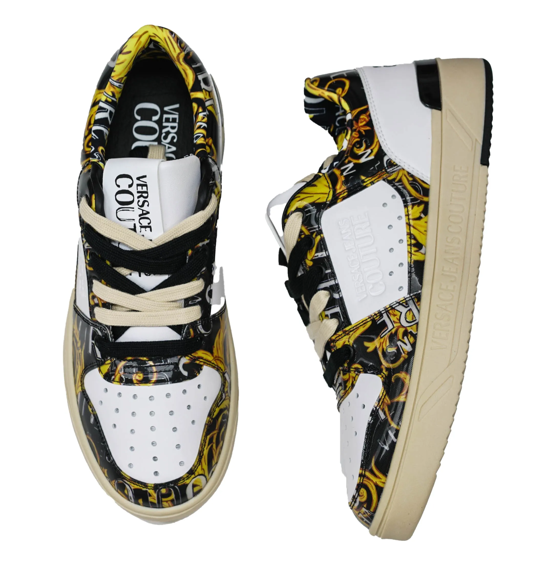 Versace Jeans Men's Gold Printed Sneaker 74YA3SJ4 30% OFF