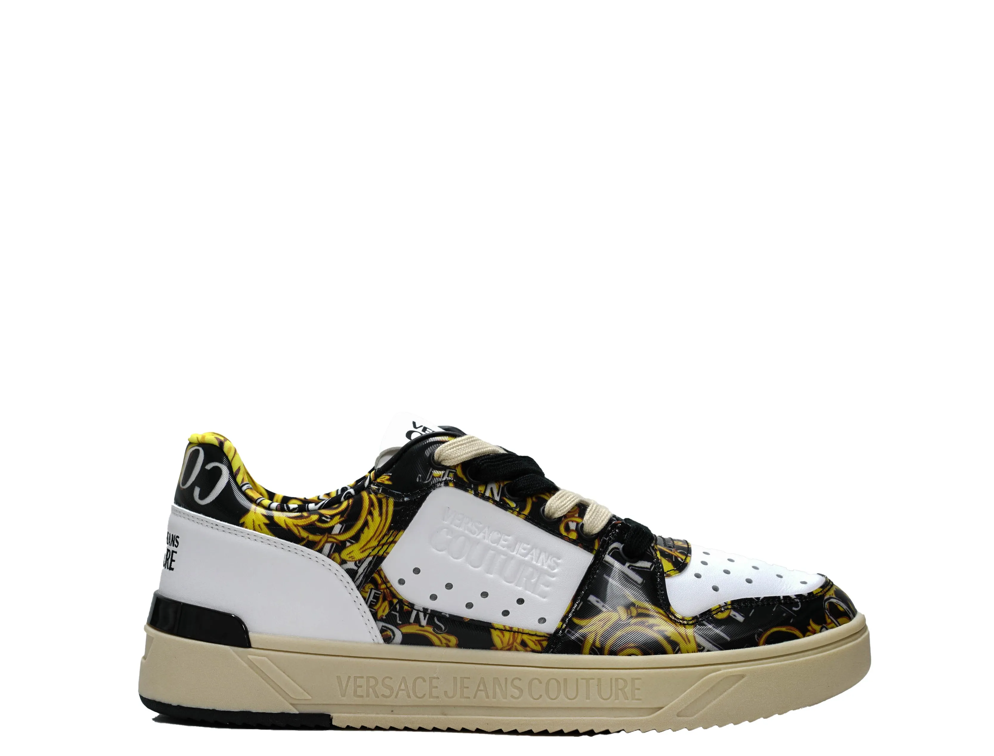 Versace Jeans Men's Gold Printed Sneaker 74YA3SJ4 30% OFF