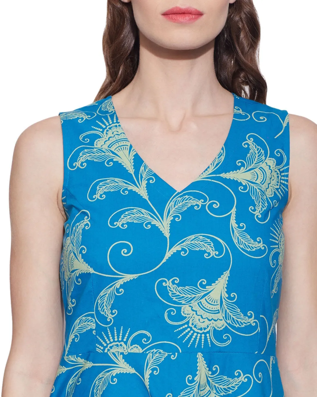 Womens Clothing Cotton Printed Dress,Machine washable,W-CPD38-1618, Size-38 Inch