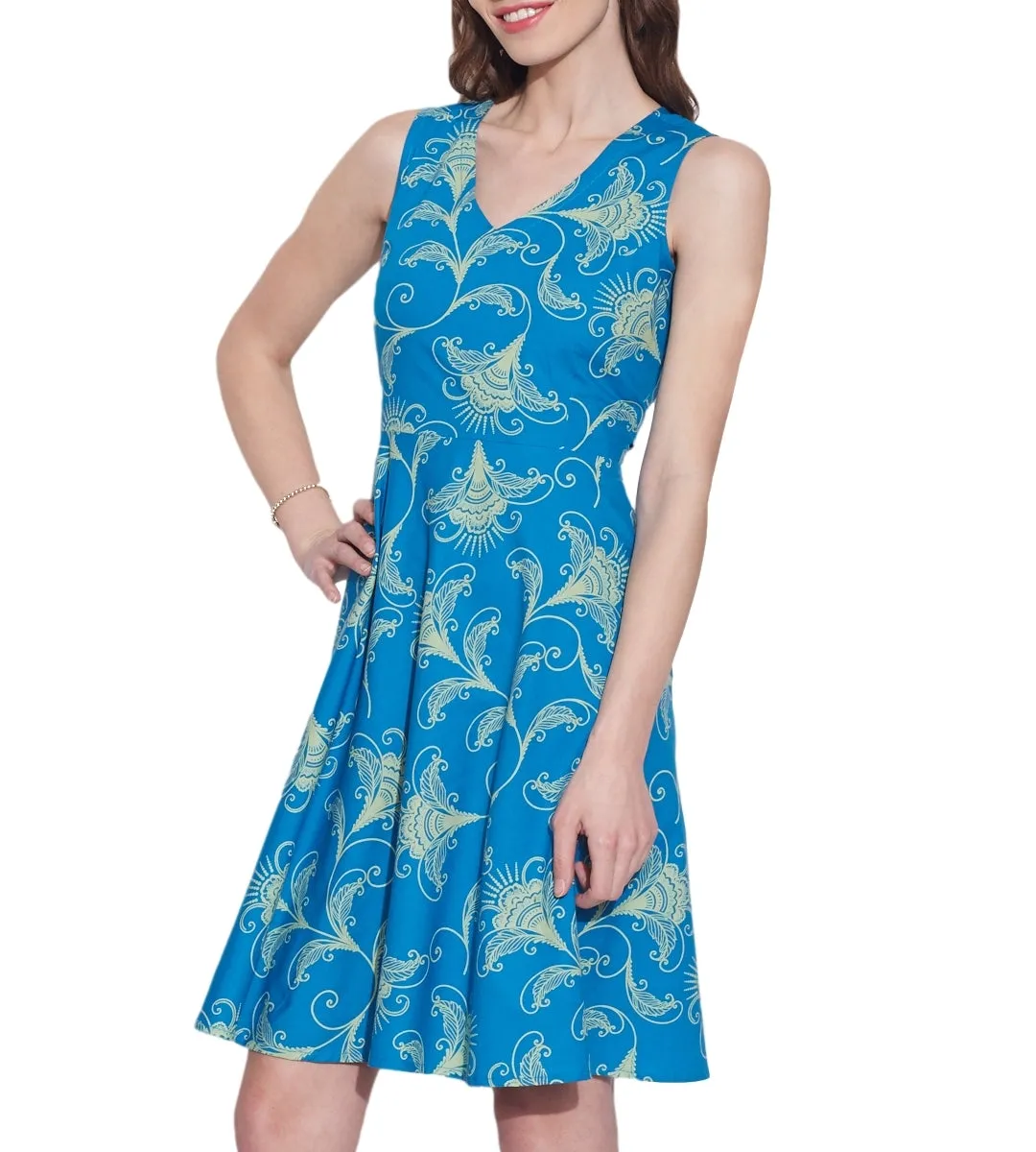 Womens Clothing Cotton Printed Dress,Machine washable,W-CPD38-1618, Size-38 Inch