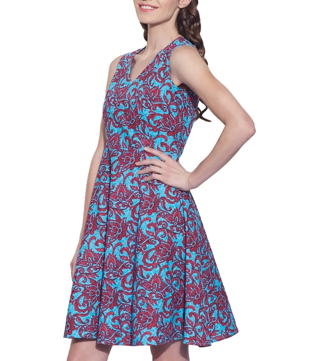 Womens Clothing Cotton Printed Dress,Machine washable,W-CPD44-1607, Size-44 Inch