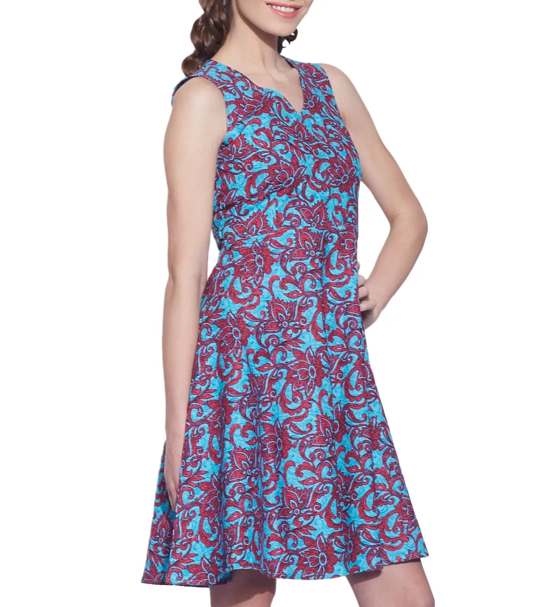 Womens Clothing Cotton Printed Dress,Machine washable,W-CPD44-1607, Size-44 Inch