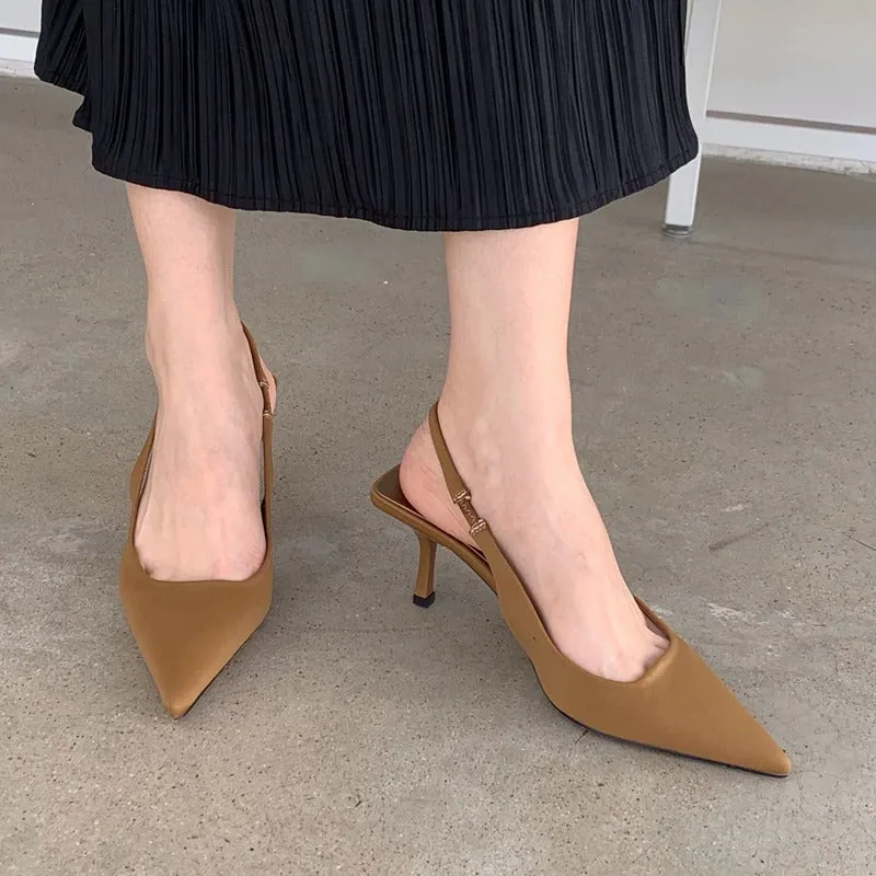 Women's High Heels Pointed Toe Slingback Sandals