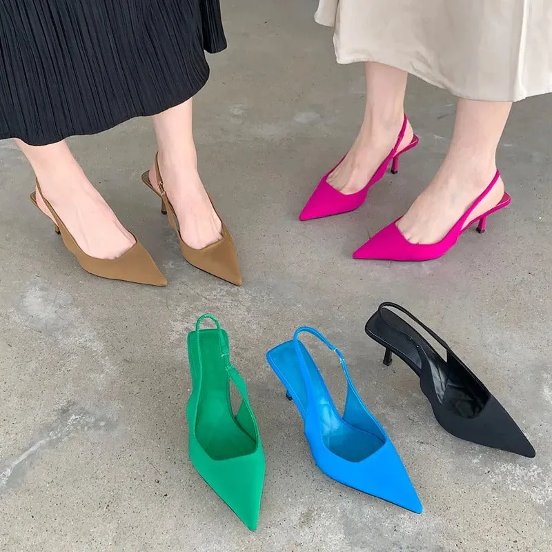 Women's High Heels Pointed Toe Slingback Sandals