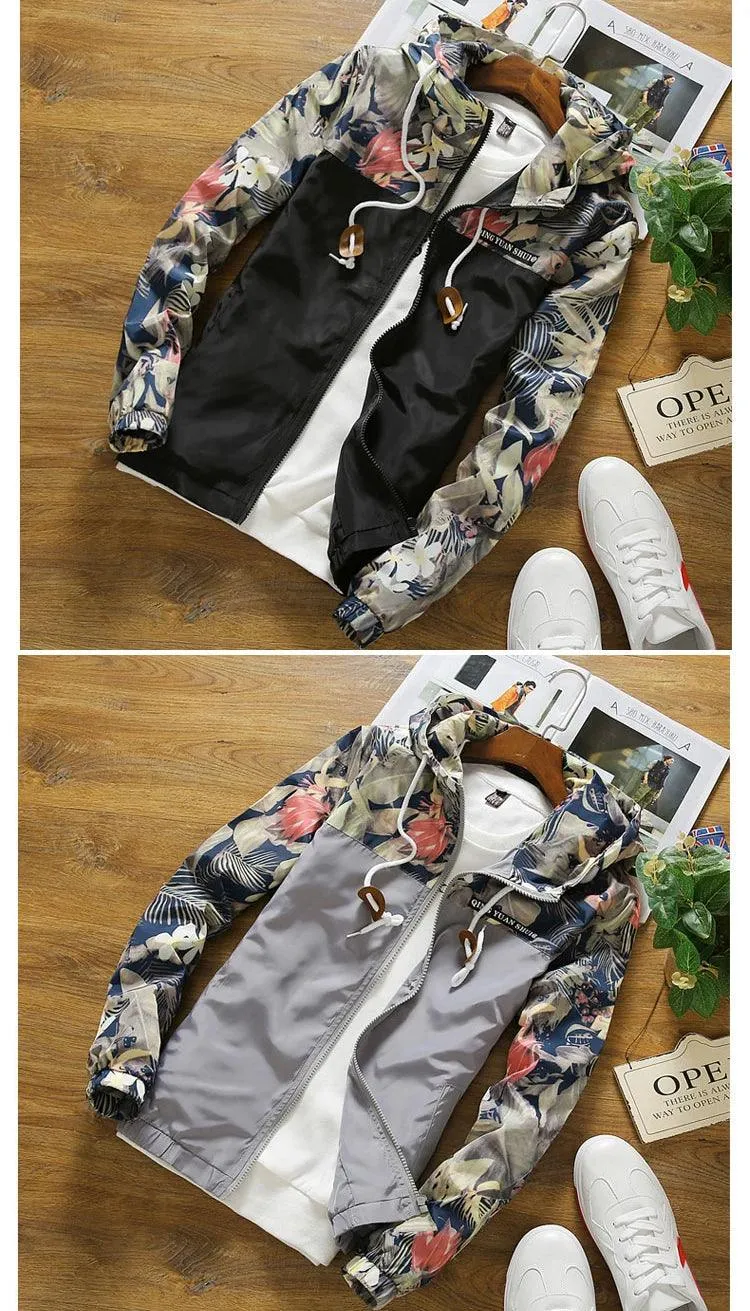 Women's Hooded Jackets 2024 Spring Autumn Floral Causal Windbreaker Women Basic Jackets Coats Zipper Lightweight Jackets Famale